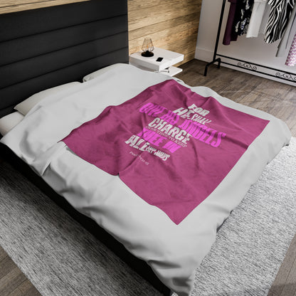 Velveteen Plush Blanket (Pink) He Shall Give His Angels