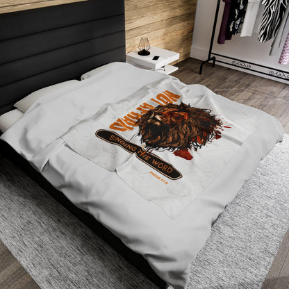 Velveteen Plush Blanket White Not Afraid
