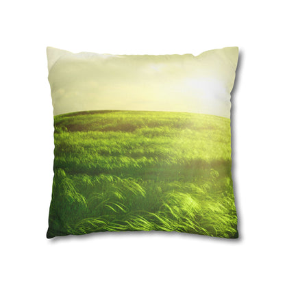 Spun Polyester Square PillowCASE "He Makes Me to lie down..." Psa. 23
