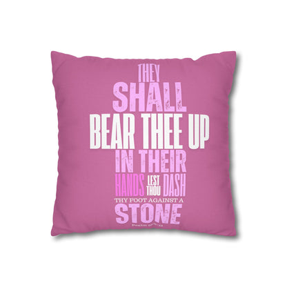 Pink Spun Polyester Square PILLOWCASE He shall Give His Angels