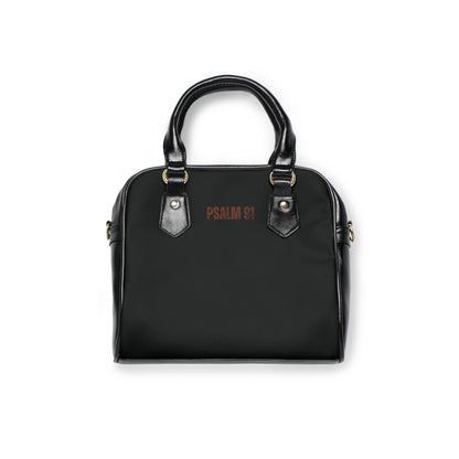 Black Handbag Lion Psalm 91 Shoulder Bag