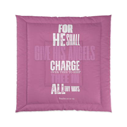 Comforter Pink He Shall Give His Angels