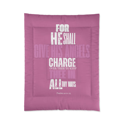 Comforter Pink He Shall Give His Angels