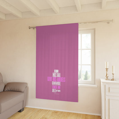 Window Curtains (1 Piece) "He Shall Give His Angels" Pink