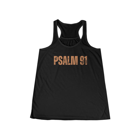 Women's Flowy Racerback Tank - Psalm 91 Inspirational Top for Faith & Comfort