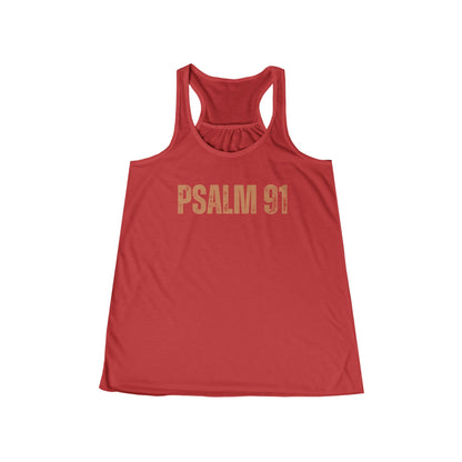 Women's Flowy Racerback Tank - Psalm 91 Inspirational Top for Faith & Comfort