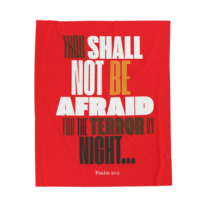 Velveteen Plush Blanket Red Thou Shall Not Be Afraid