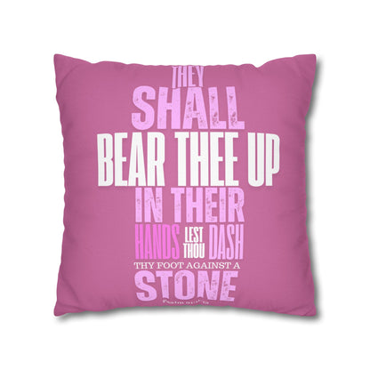 Pink Spun Polyester Square PILLOWCASE He shall Give His Angels