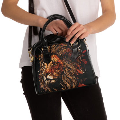 Black Handbag Lion Psalm 91 Shoulder Bag
