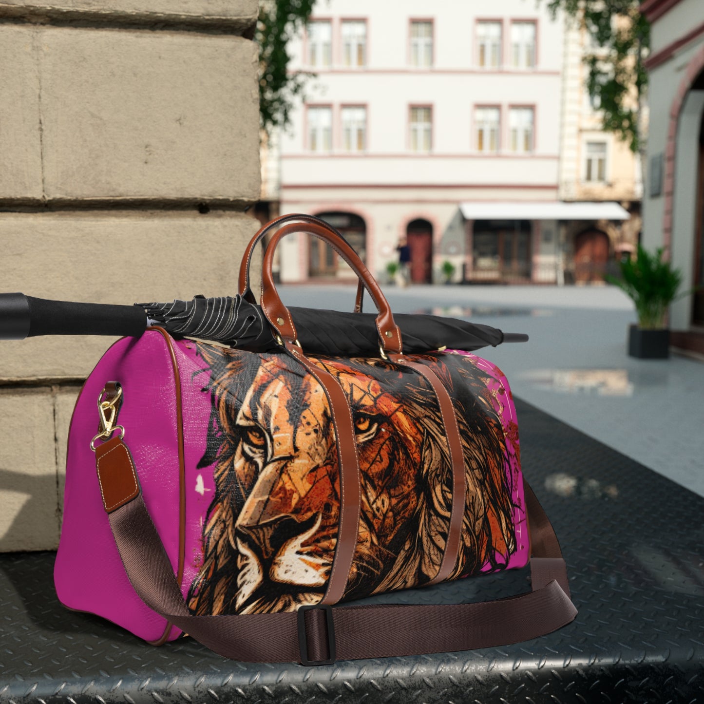 Pink Lion Design Waterproof Travel Bag - Psalm 91 Inspired
