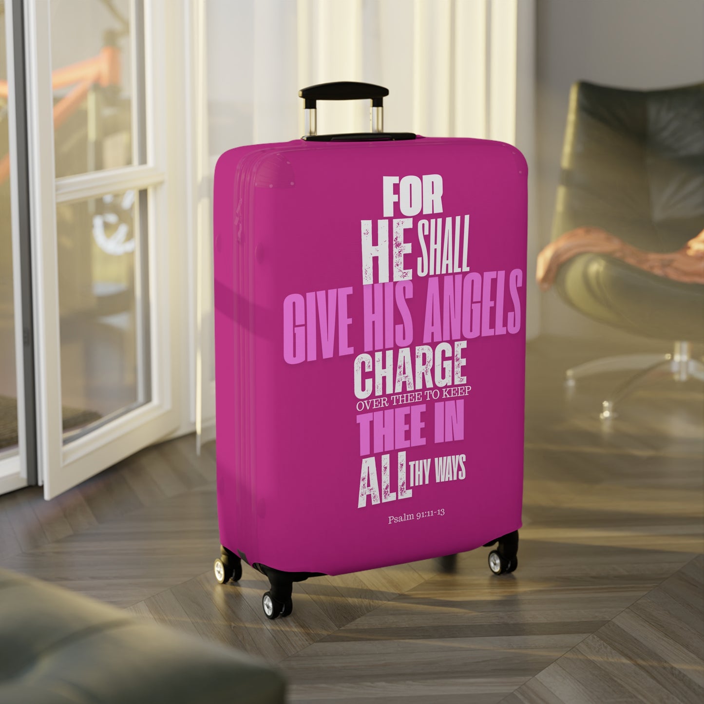 Luggage Cover - Pink  Angel Quote Design