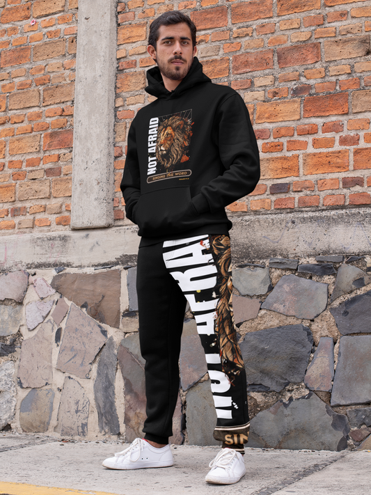 Athletic Joggers (AOP) Not Afraid Lion Black