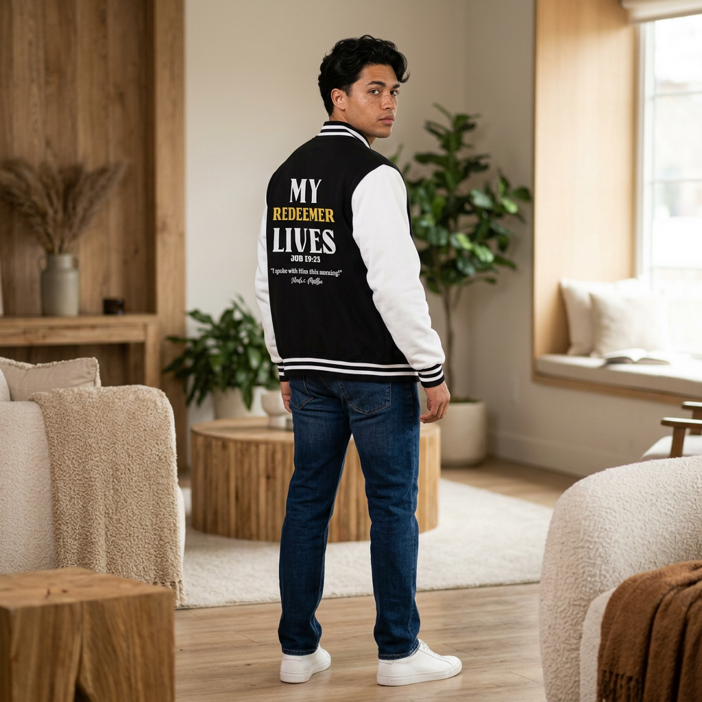 Letterman Jacket — “My Redeemer Lives” Christian Varsity Jacket