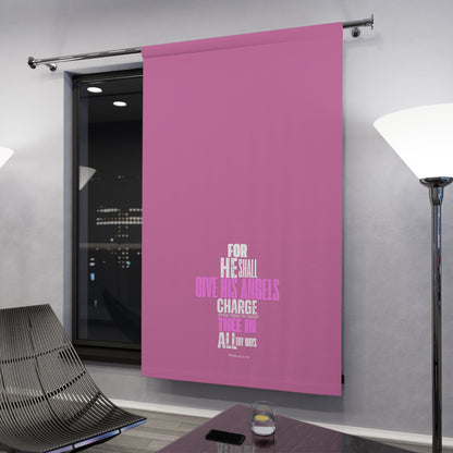 Window Curtains (1 Piece) "He Shall Give His Angels" Pink