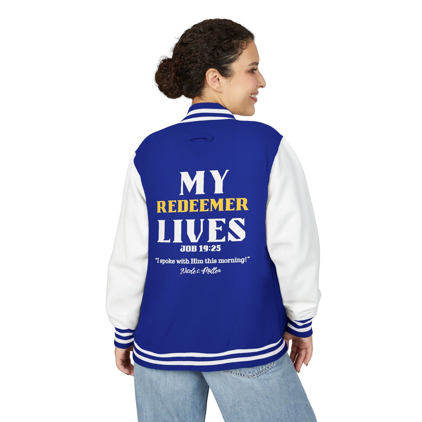 Letterman Jacket — “My Redeemer Lives” Christian Varsity Jacket