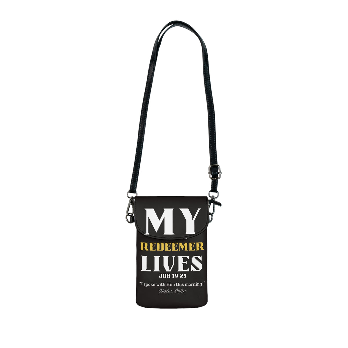 Small Phone Wallet — "My Redeemer Lives" Crossbody Bible Verse Purse