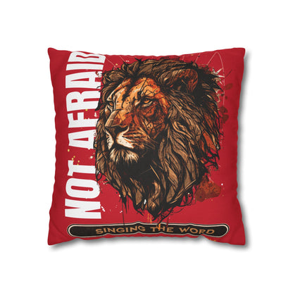 Spun Polyester Square PillowCASE (ONLY) RED Not Afraid