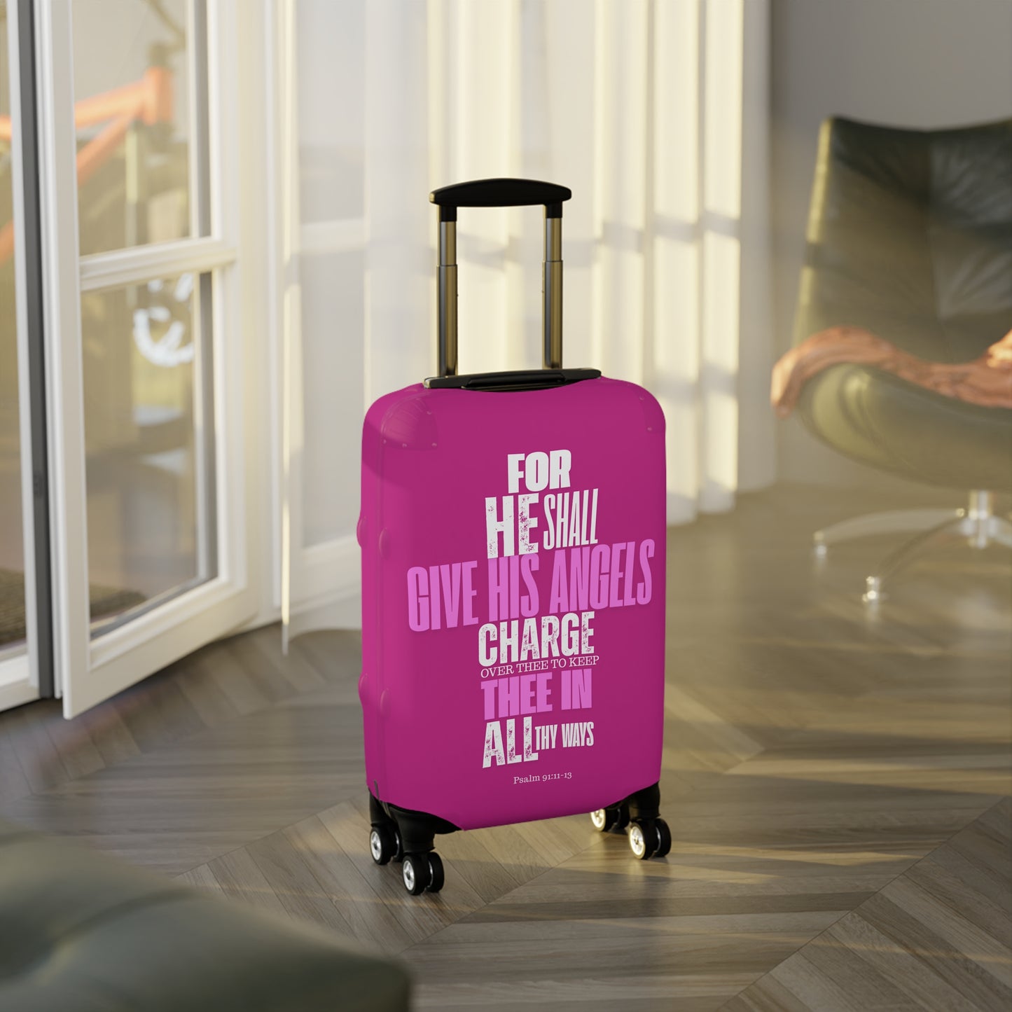 Luggage Cover - Pink  Angel Quote Design