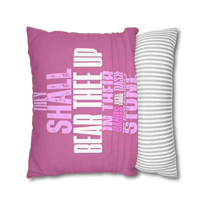 Pink Spun Polyester Square PILLOWCASE He shall Give His Angels