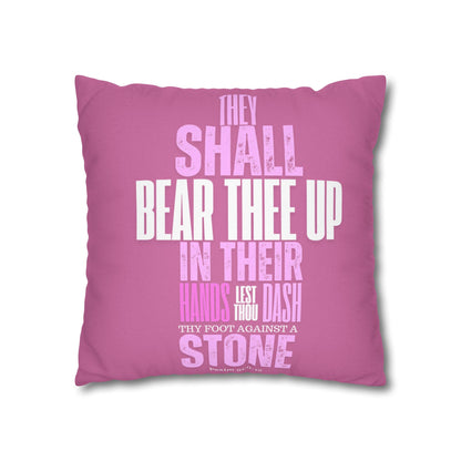 Pink Spun Polyester Square PILLOWCASE He shall Give His Angels