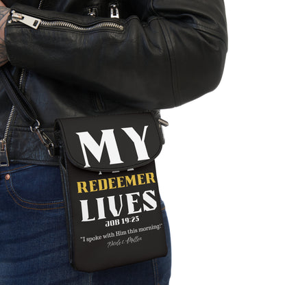 Small Phone Wallet — "My Redeemer Lives" Crossbody Bible Verse Purse